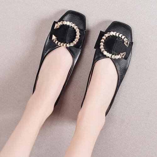 2021 Casual Woman Shoe Pointed Toe Shallow Mouth Female Footwear Knot All-Match Autumn Soft Flats Shoes