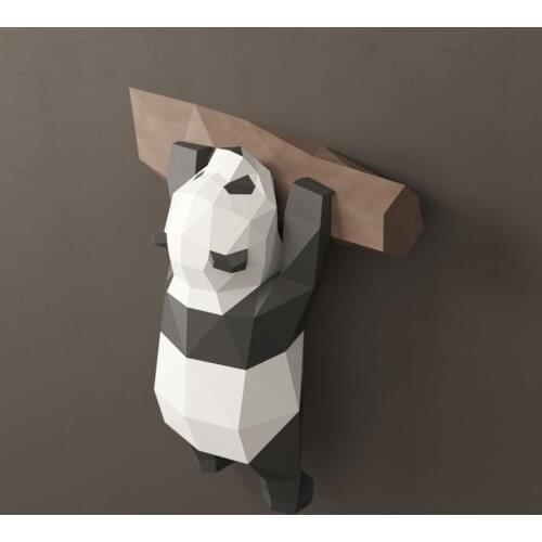 3D Wall-Mounted Panda Paper Model DIY Handmade Geometric Cartoons Origami Decoration Animal Toys For Children Creativity Craft