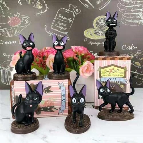 Anime Animation Studio Hayao Miyazaki Kikis Delivery Service Black Cat Jiji Figure Toys Collection Gift 6pcs