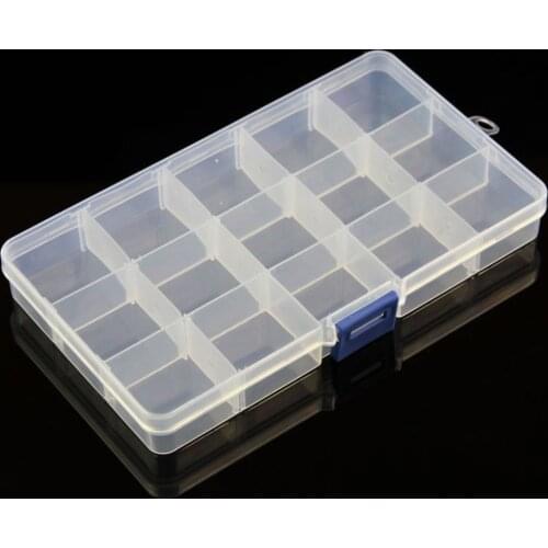 AOTU 15 Slots Multifunctional Size Adjustable Plastic Jewelry Storage Box Case Home Organizer Earring Components holder divider