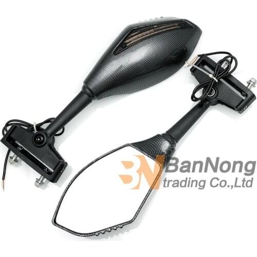 Free shipping street Bikes universal RearView Mirrors Integrated Turn Signal Light For Kawasaki Honda Yamaha Suzuki Ducati