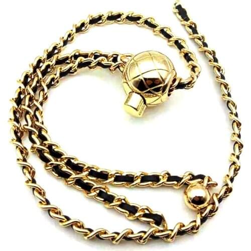 Golden Bead Ball Shoulder Strap Bag Chain Accessory Wear Leather Thin Chain Adjustable Bag Chain Strap Bag Accessories