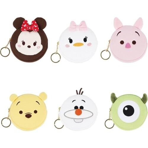 Disney Cartoon Round Coin Purse Cute Mickey Minnie Winnie the Pooh Daisy Wallet Girl Portable Wallet Toy Child Birthday Gift