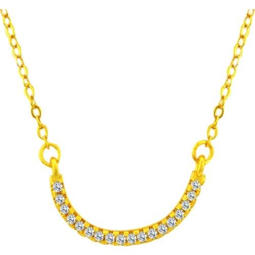 Exquisite Smile Pendant 18K Gold Necklace for Womens Anniversary Gift Zircon Stone Heart Arrow Clavicle Chain Jewelry Female