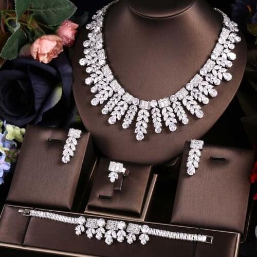Jankelly African 4pcs Bridal Zirconia Jewelry Sets For Women jewelry sets & more Dubai Nigeria CZ Crystal Wedding Jewelry Sets
