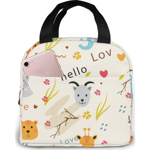 Colorful Animals Cooler Lunch Box Portable Insulated Lunch Bag Thermal Food Picnic Lunch Bags