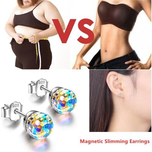 1 Pair Magnetic Slimming Earrings Colorful Lose Weight Body Relaxation Massage Slim Ear Studs Patch Health Jewelry Girls Gift