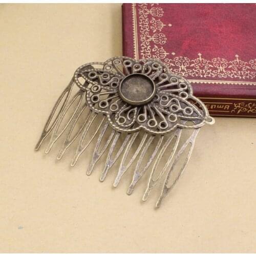 Fit 12mm Cabochons Metal Comb Hairpins Blank Cabochon settings Hair Clips accessories 52x56mm 10pcs/lot K05469