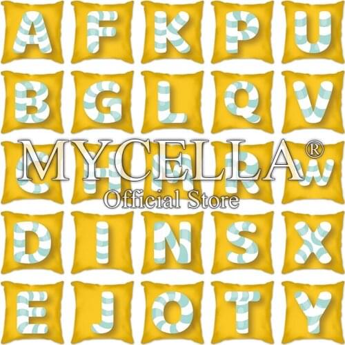 Cute 26 English letters Painted Cushion Cover 45x45 Polyester Pillowcase Decorative Sofa Cushions Pillowcover Home Decor covers