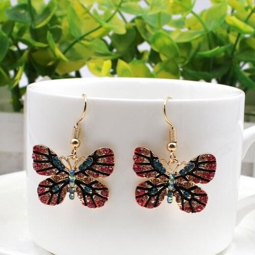 Fashion Personality Colorful Butterfly Dangle Earrings For Women Cubic Zircon CZ Trendy Charm Earring Jewelry