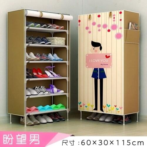 Multi Tiers Dust Proof Portable Steel Stackable Storage Shoe Rack Non-woven Fabrics Cabinet Organizer Shoes Rack Shoe Storage
