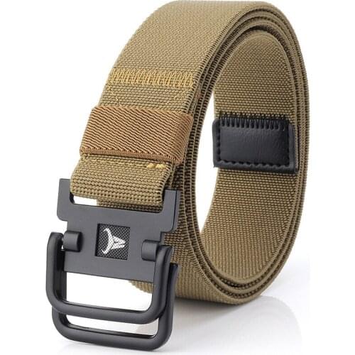 Mens and womens double loop buckle nylon elastic stretch beltSturdy and durable canvas denim belt casual wild belt