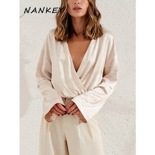 NANKEYSTAR Womens Satin Shirts
