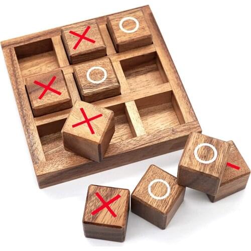 Funny XO Wood Chess Board Game Toy Parent-Child Interaction Game Board Intelligent Puzzle Game Educational Toy For Kids