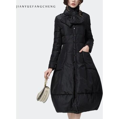 2020 Winter New Black Duck Down Dress Women Warm Thickened Over-Knee Long Padded Overcoat Detachable Halter Outwear Dresses