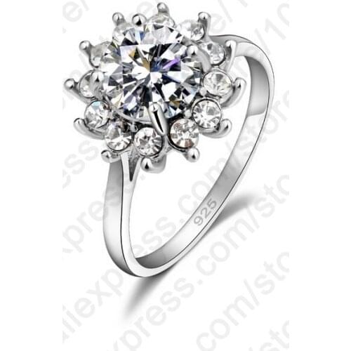 New Arrival 925 Sterling Silver Fine Jewelry Classic Cubic Zircon CZ Flower Shape Ring For Women Wedding Fast Shipping