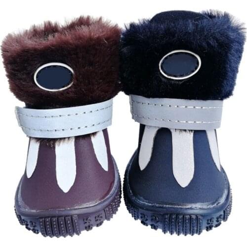 Shoes For Dogs Winter Pet Dog Shoes For Small Dogs Warm Snow Boots Waterproof Fur Non Slip Chihuahua Shoes Reflective Dog Boots