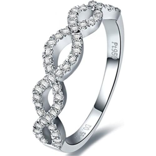 Wholesale T Brand Ring Jewelry 0.55CT Ring Sterling Silver Jewelry White Gold Plated Engagement Twist Wedding Band Brand Ring