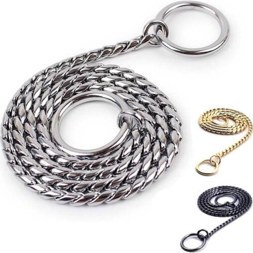 Gold Black Silver Dog Chain Collar Choke Pet Training Snake Collar with Heavy Links Plated Copper Pet Show Slip Collar for Dogs