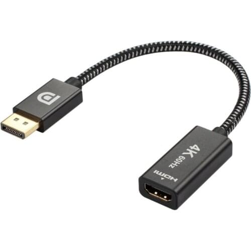 DP Display Port Male To HDMI-compatible 2.0 Female Adapter Cable Gold Plated Connector 4K 60Hz Converter Chipset Insde Sleeved