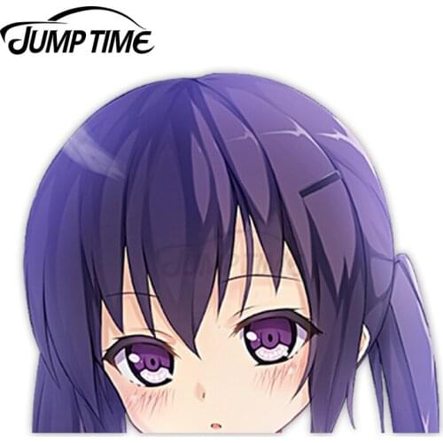 Jump Time 13 x 11.6cm Car Funny Girl Anime Avatar Car Stickers Laptop Wiper Trunk SUV JDM Peeker Waterproof Vinyl Decoration
