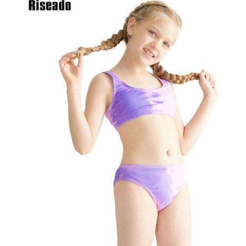 Riseado Push Up Bikini 2021 Gradient Swimsuit Children Low Waist Bathing Suits Solid Girl Bikini Set Sexy Summer Beachwear New