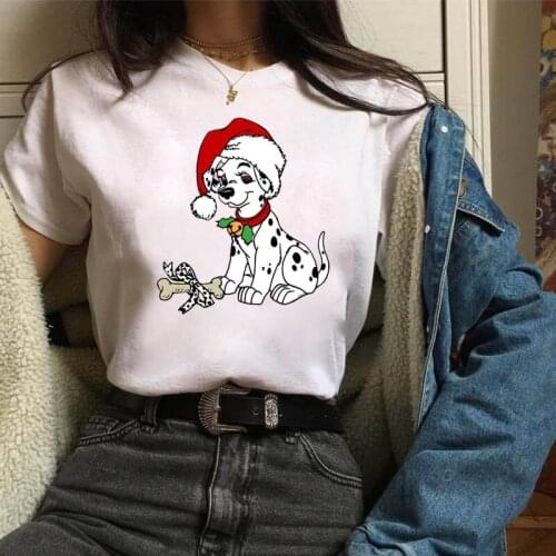 FIXSYS Christmas Women T-shirt Cartoon Graphic T-shirts for Women Camisas Mujer New Tshirt Harajuku Kawaii Top Streetwear