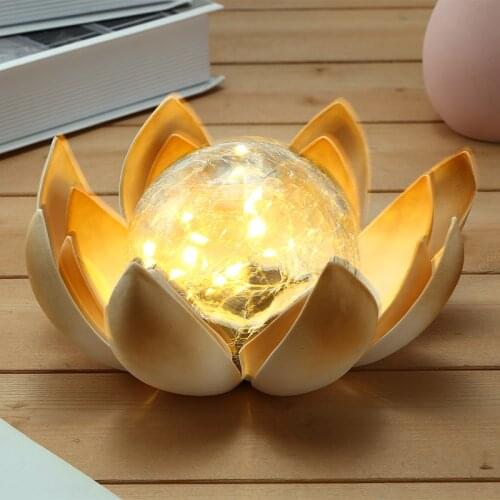 Garden Lotus Light Solar Powered LED Lamps Outdoor Lamp Household Decoration Warm White Lotus Flower Light Garden Yard
