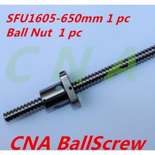 SFU1605 650mm RM1605 650mm C7 Rolled Ball screw 1pc+1pc ball nut for SFU1605