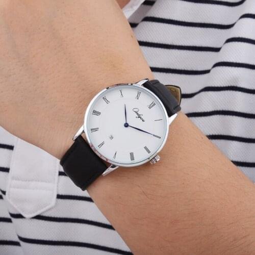 Ultra-thin Quartz Watch Waterproof Roman Numberfor Men and Women with Simple Fashion and Leisure couple watch Leather Belt