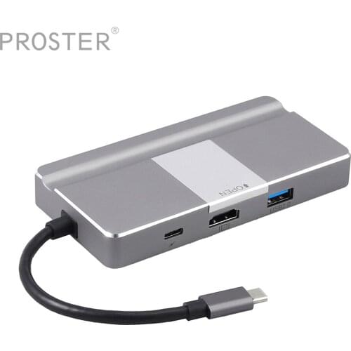 Proster USB C Hub Adapter 8-In-1 for Type C Hub with Ethernet Port 4K USB C to HDMI 2 USB 3.0 Ports