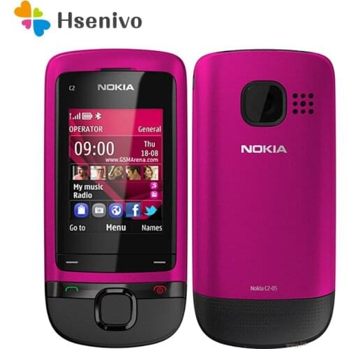 100% Original Unlocked Nokia C2-05 slide cell phone Bluetooth FM Radion phone Free shipping