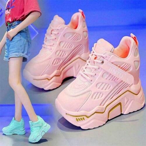 Womens Creepers Ankle Boots Platform Sneakers Shoes Hidden Wedge Lace Up Fashion