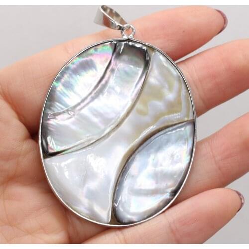Natural Mother of Pearl Shell Pendant Oval Splicing Shells Charms for Women Jewelry Making DIY Necklace Gift 43x55mm