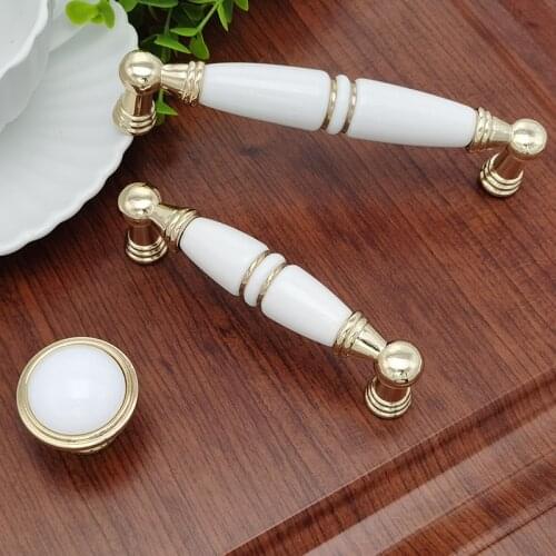 European Style Golden Ceramic Drawer Furniture Handle Wardrobe Cupboard Dressing Table Cupboard Bookcase Hardware knob
