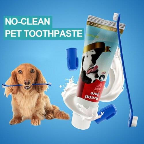 1PCS Double-head Toothbrush + 2PCS Finger Toothbrush + 1PCS Toothpaste Pet Dogs Cats Dental Hygiene Teeth Care Cleaning Tools