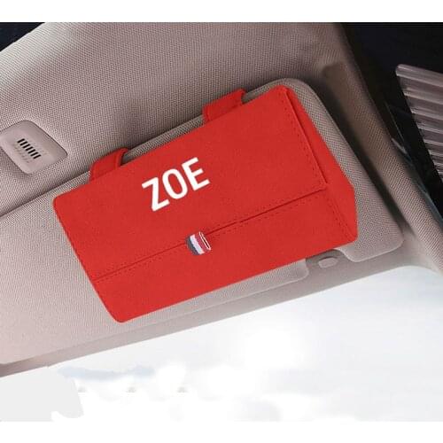 1pc For Renault Zoe Flocking Car Glasses Box Storage Holder Sunglasses Case Sunglasses Holder Organizer Accessories
