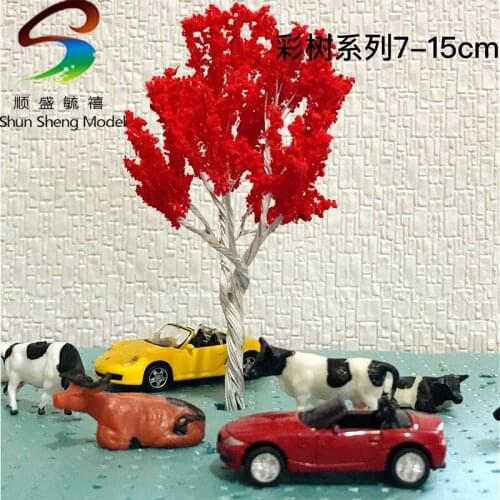 10pcs 7-14cm High Mini Model Wire Tree Construction Sand Table Model Scene Model Tree Red Color Wire Tree