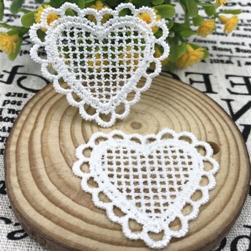 NEW 40pcs Cotton grid Heart-shaped DIY handmade clothing accessories decoration 45MM