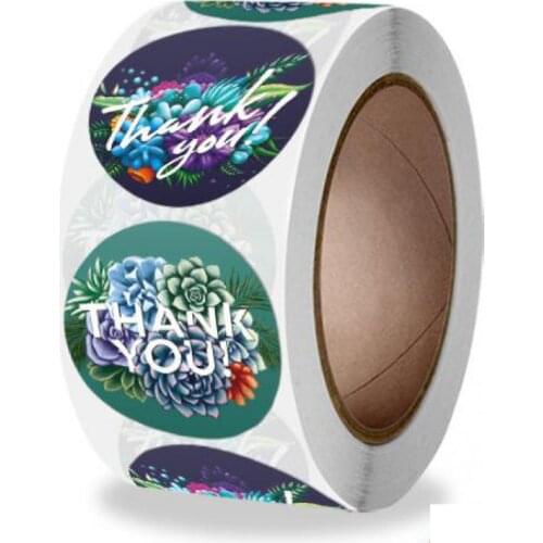 500pcs Round Natural Thank you Stickers Scrapbooking for Business Package Green Adhesive Handmade Sticker Seal Labels Stationery