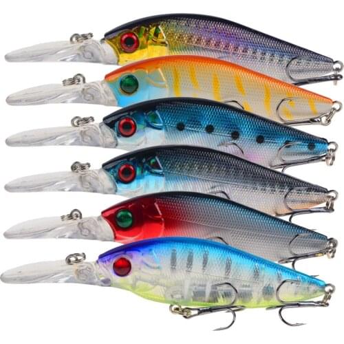 6pcs 11.5cm 12.3g Hard VIB Lures Fishing Minnow Bait Treble Hooks Sinking Crankbait Wobblers Fishing Tackle 3D Eyes