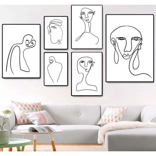 Line Nude Women Face Brow Phiz Abstract Wall Art Canvas Painting Nordic Posters And Prints Wall Pictures For Living Room Decor