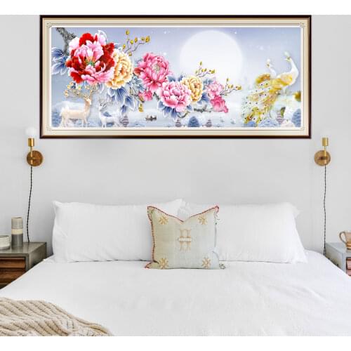 5D Animals Diamond Embroidery Full Square Round Drill Peacock Flower Diamond Painting Scenery Moon Rhinestones Home Decoration