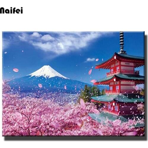 Diamond Mosaic 5D DIY Diamond Painting Cross Stitch Scenery Of Mount Fuji In Japan Diamond Embroidery Rhinestone Decor Painting