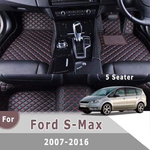 RHD Custom Car Floor Mats For Ford S-Max 2016 2015 2014 2013 2012 2011 2010 2009 2008 2007 5 Seater Leather Accessories Carpets