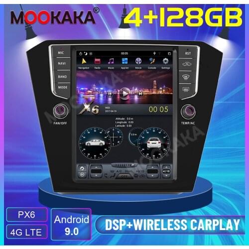 128GB Tesla Screen For Volkswagen Magotan 2013 2014 2015 2016 2017 Android 9 Unit Car Multimedia Player GPS Radio Stereo