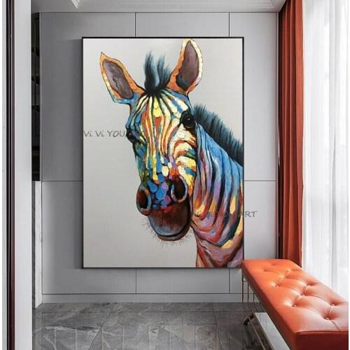 Color Fashion Art Pure Hand-Painted Oil Painting Animal Decoration Horse New Chinese Style Vertical Version Large Study Office