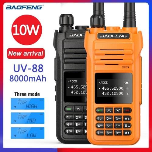 BaoFeng UV-88 Tri-Power 10W Walkie Talkie Station Comunicador UV88 30KM Transceiver UV-5R Dual-Band Walkie Talkies