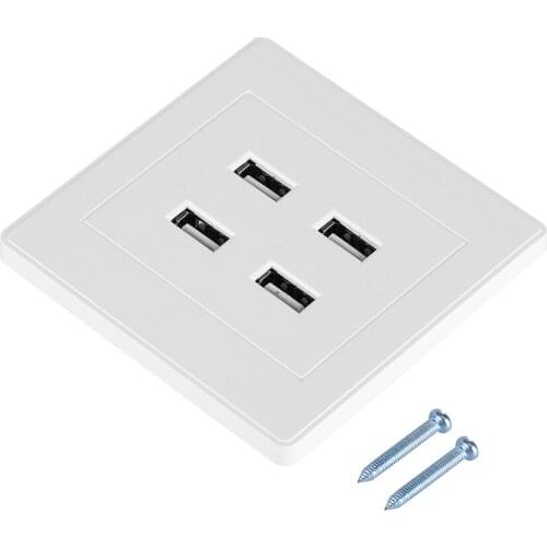 New Wall Outlet Panel Plug Socket 4 USB Ports DC 5V Home Office Electric Wall Mounted Power Socket Charger Outlet(110~250V)