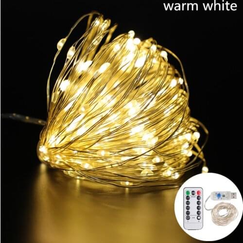 20M 10M 5M Fairy Lights Usb Powered String Lights Remote Control String Lights 8 Modes Garland Led Christmas Lights Outdoor